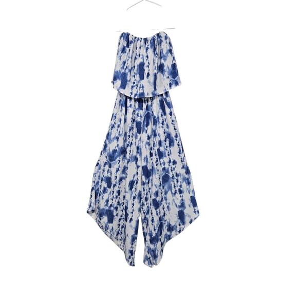 NWT Fab'rik Logan Tie Dye Slanted Hem Womens Strapless Jumpsuit Size Small - Picture 1 of 11